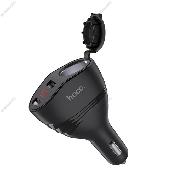 Автомобільний зарядний пристрій розгалужувач Hoco Z34 Thunder Power Cigarette Lighter Black