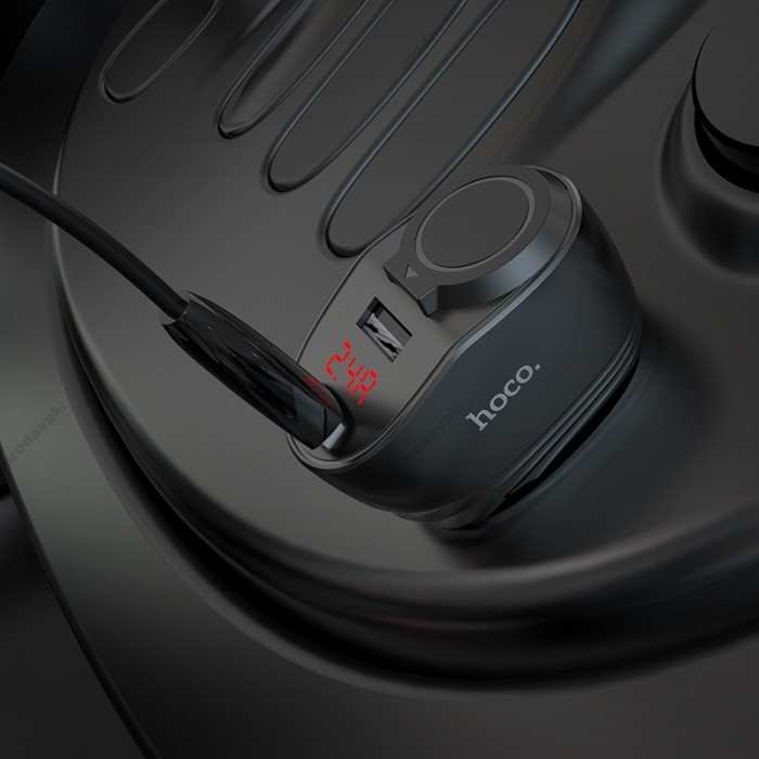 Автомобільний зарядний пристрій розгалужувач Hoco Z34 Thunder Power Cigarette Lighter Black