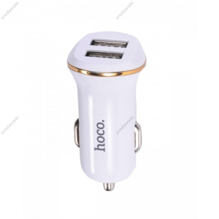 Автомобільний зарядний пристрій Hoco Z1 2USB + Lightning 2.1А White