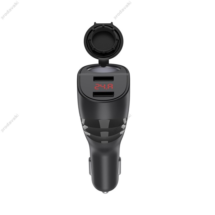 Автомобільний зарядний пристрій розгалужувач Hoco Z34 Thunder Power Cigarette Lighter Black
