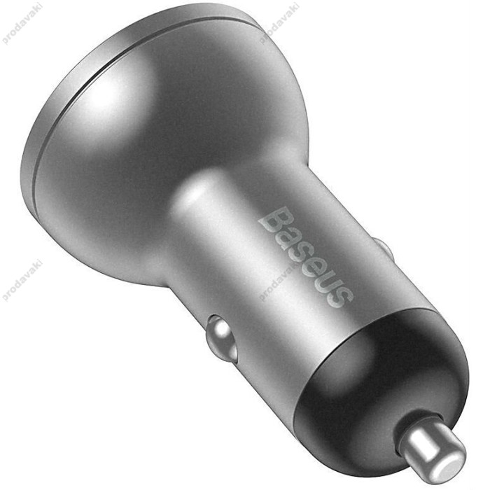 Автомобільний зарядний пристрій Baseus Digital Display Dual USB 24W Silver CCBX-0S