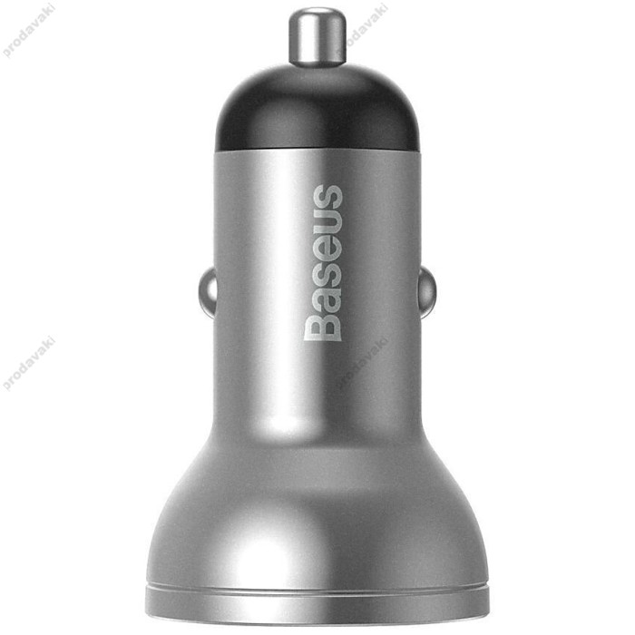 Автомобільний зарядний пристрій Baseus Digital Display Dual USB 24W Silver CCBX-0S