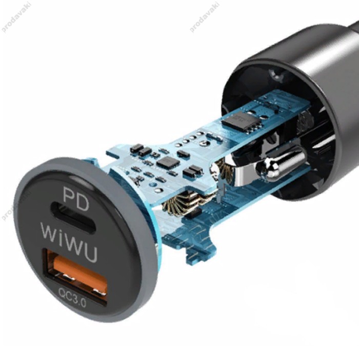 Автомобільний зарядний пристрій WiWU PC100 Fast Charging Supported Car Charger 36W Grey