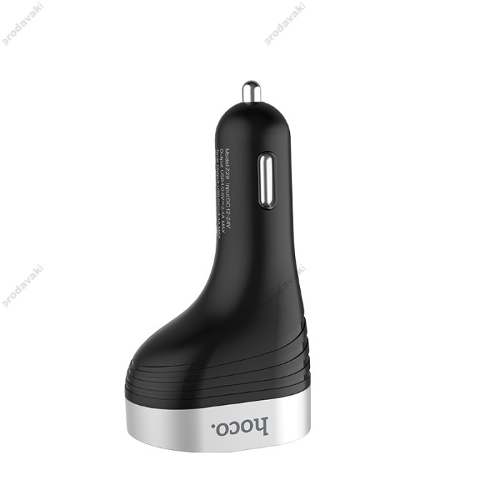 Автомобільний зарядний пристрій розгалужувач Hoco Z29 Regal with LCD Black