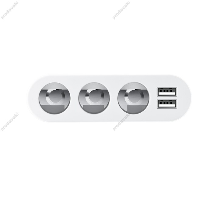Автомобільний зарядний пристрій розгалужувач HOCO Z13 LED 3in1 12-24V 1-12A 2USB Silver