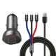 Автомобільний зарядний пристрій Baseus Digital Display Dual USB з кабелем 3в1 1.2M 24W Black TZCCBX-0G