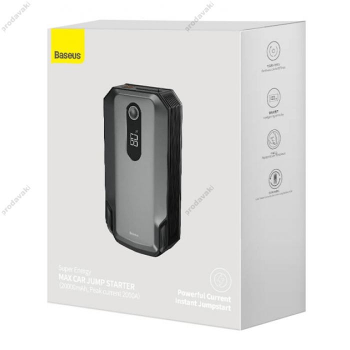 Пусковий зарядний пристрій бустер Baseus Super Energy Max Car Jump Starter піковий 2000A 20000 mAh Black (CGNL020001)
