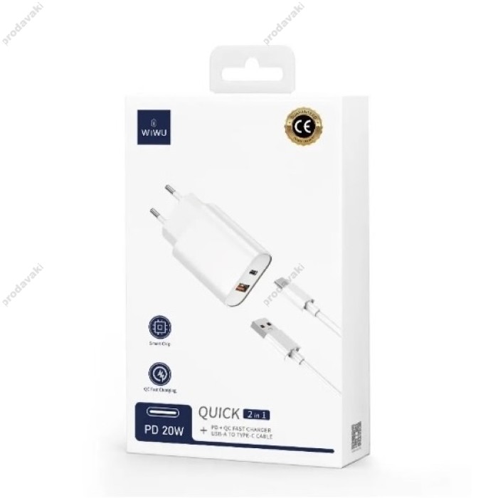 Мережевий зарядний пристрій WIWU Wi-U002 Speed Series Power Adapter Cable USB-Type-C 20W White