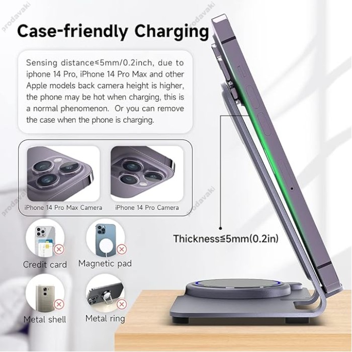 Бездротова зарядка стенд Smart 3 in 1 Y91 15W purple
