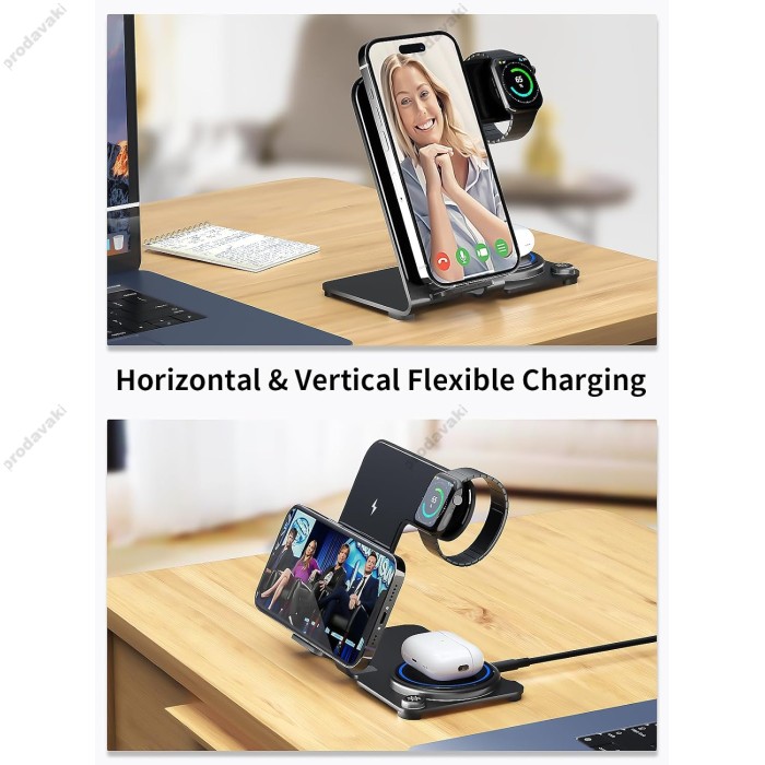 Бездротова зарядка стенд Smart 3 in 1 Y91 15W black