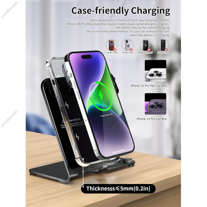 Бездротова зарядка стенд Smart 3 in 1 Y91 15W black
