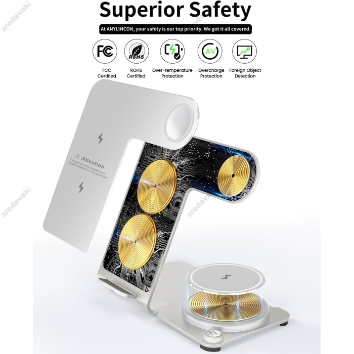 Бездротова зарядка стенд Smart 3 in 1 Y91 15W white