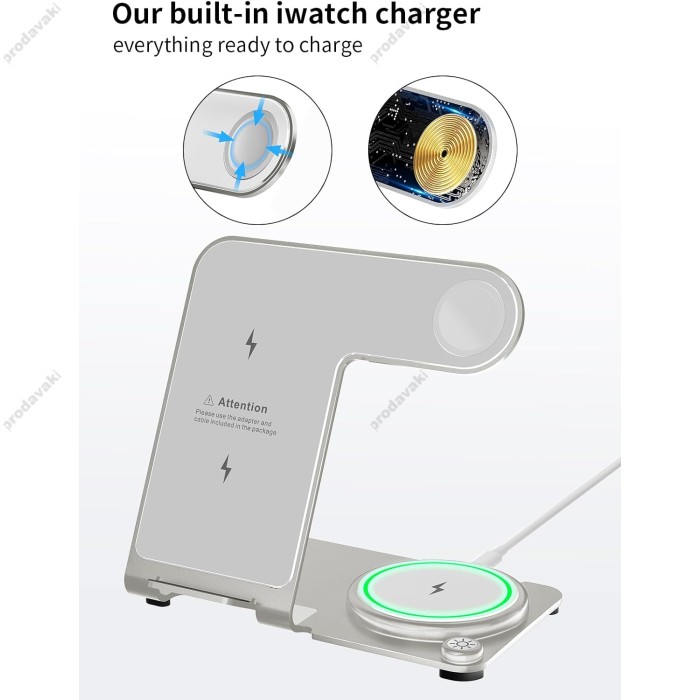 Бездротова зарядка стенд Smart 3 in 1 Y91 15W white