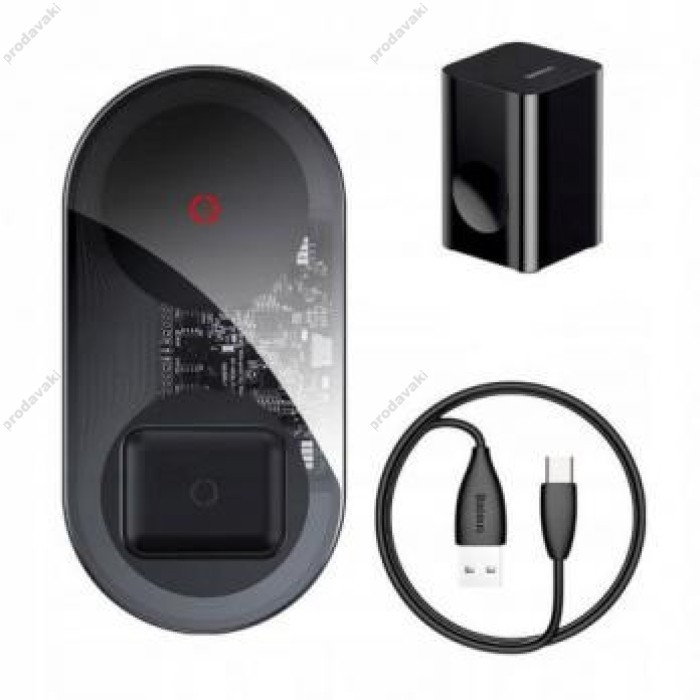 Бездротова зарядка Baseus Simple 2in1 Wireless Charger Turbo Edition 20W EU, CN (TZWXJK-A01, TZWXJK-B01)