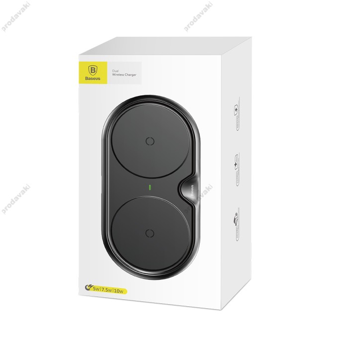 Бездротовий зарядний пристрій Baseus Dual Wireless Charger Black (WXXHJ-A01)