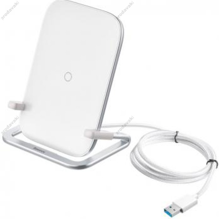 Бездротова зарядка Baseus Rib Horizontal and Vertical Holder Wireless Charging 15W White (WXPG-01, WXPG-02)