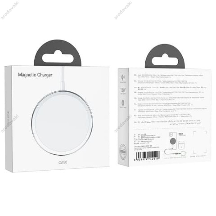 Бездротове ЗУ HOCO CW30 Pro Magnetic Wireless Fast Charger MagSafe/15W Silver