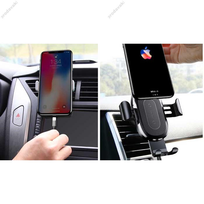 Автомобільний тримач із бездротовою зарядкою Baseus Gravity with wireless charger 10w Black WXYL-01