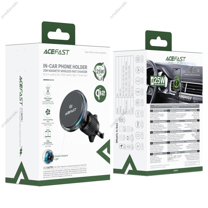 Автомобільний тримач ACEFAST D46 Qi2 MagSafe wireless charging car holder for air vent 25W Black