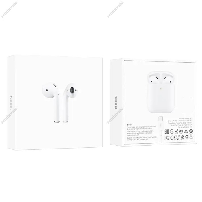 Бездротові Bluetooth навушники HOCO EW91 True wireless stereo headset BT 6.0 White