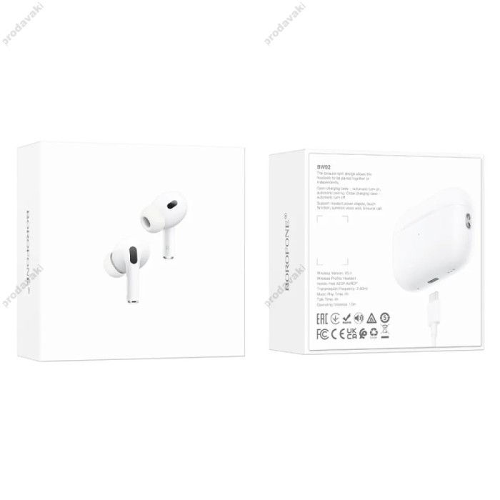 Бездротові Bluetooth навушники Borofone BW92 True wireless stereo headset BT 5.4 White