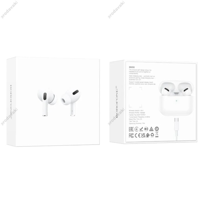 Бездротові Bluetooth навушники Borofone BW90 True wireless stereo headset BT 5.4 White