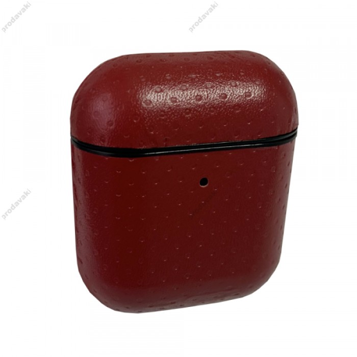 Чохол для AirPods 1/2 COW LEATHER CASE POINTS Red