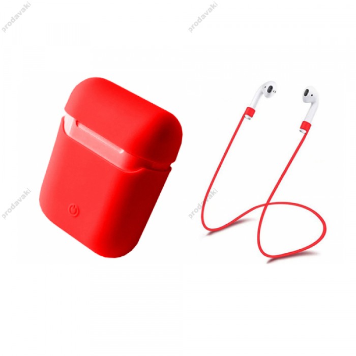 Чохол для AirPods Case Protection (+Карабін + Стропа Magnet) Red