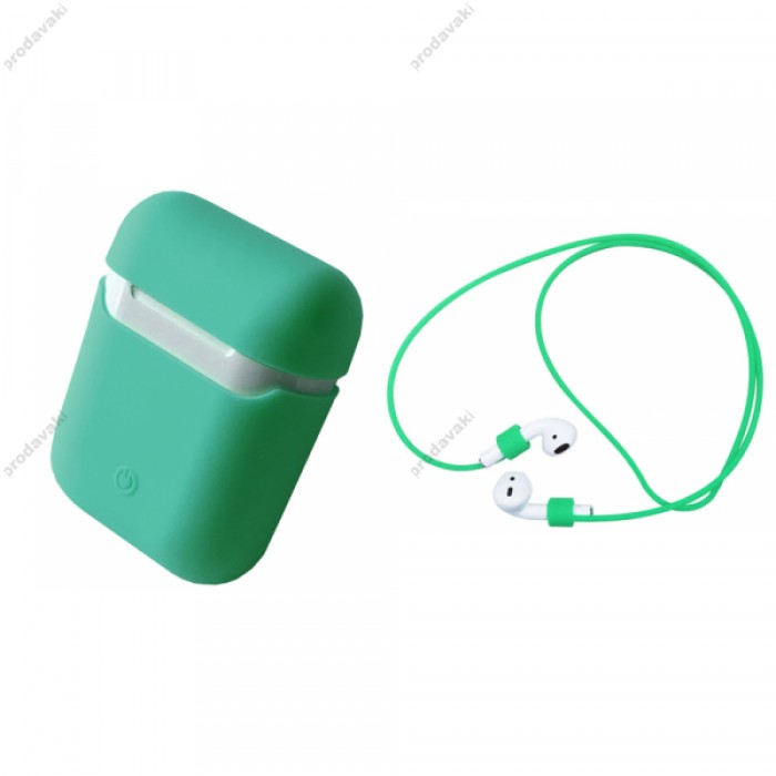 Чохол для AirPods Case Protection (Карабін + Стропа Magnet) Tifany blue