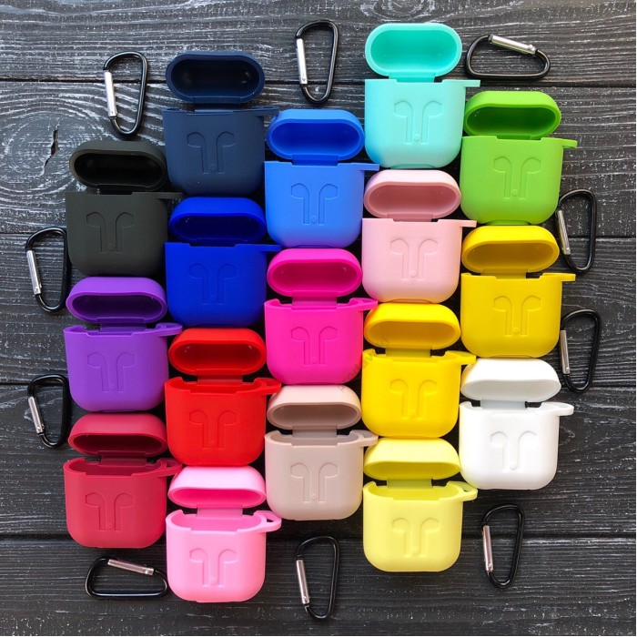 Чохол AirPods Case силіконовий Slim (2в1) (+карабін) тех.пак