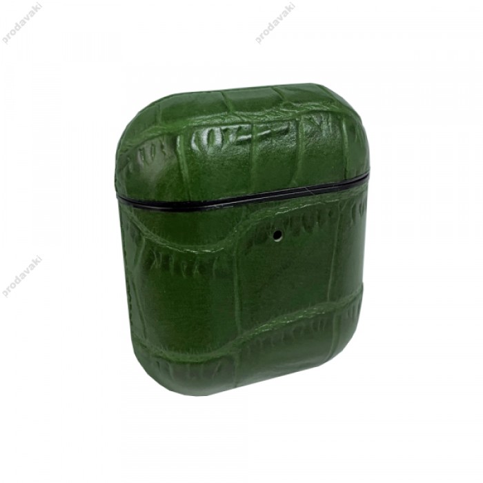 Чохол для AirPods 1/2 CALF LEATHER CASE ALIGATOR Green