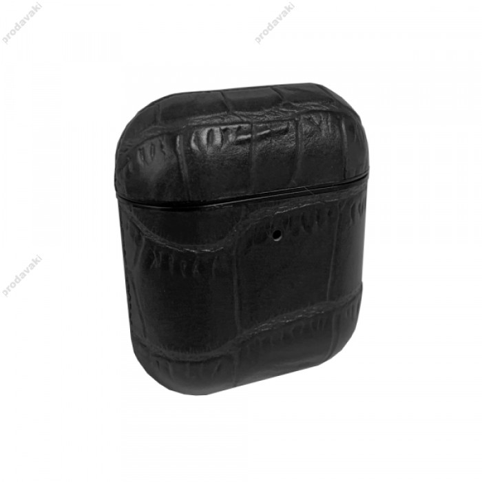 Чохол для AirPods 1/2 CALF LEATHER CASE ALIGATOR Black