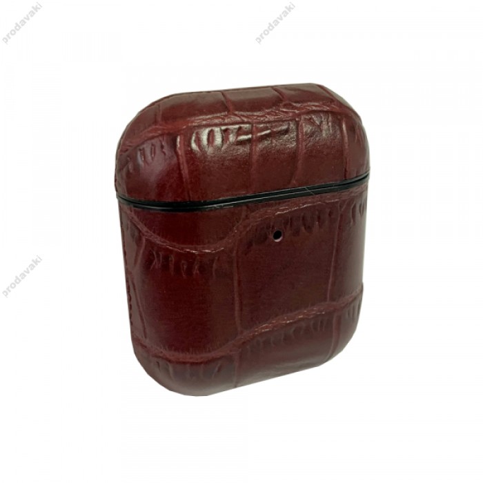 Чохол для AirPods 1/2 CALF LEATHER CASE ALIGATOR Burgundy red