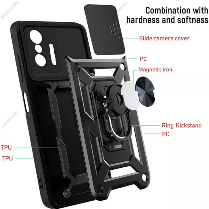 Чохол для Xiaomi 11T Serge Ring Armor ударостійкий чорний