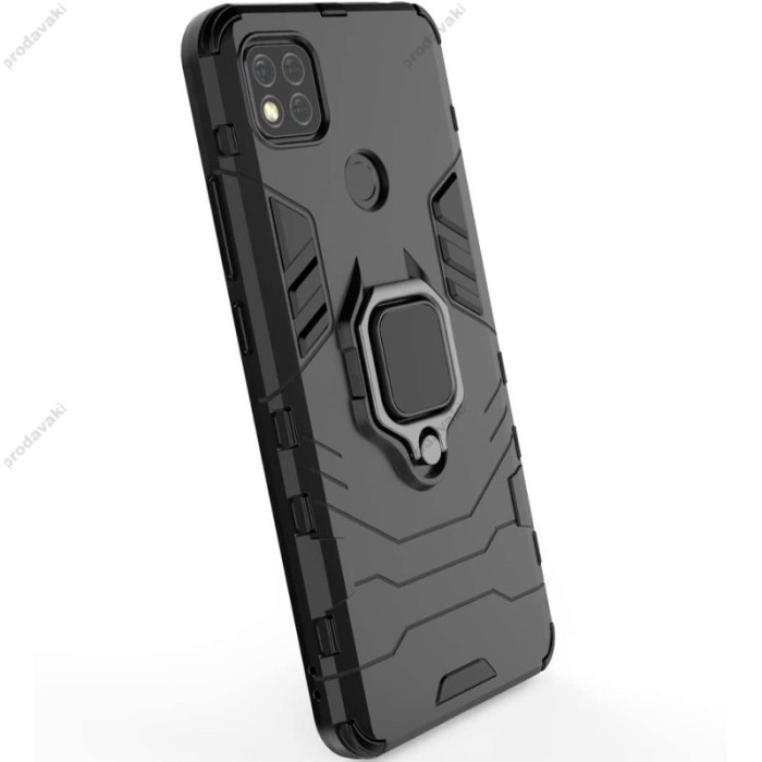 Чохол для Xiaomi Redmi 9C/10A Transformer Ring ударостійкий з кільцем чорний