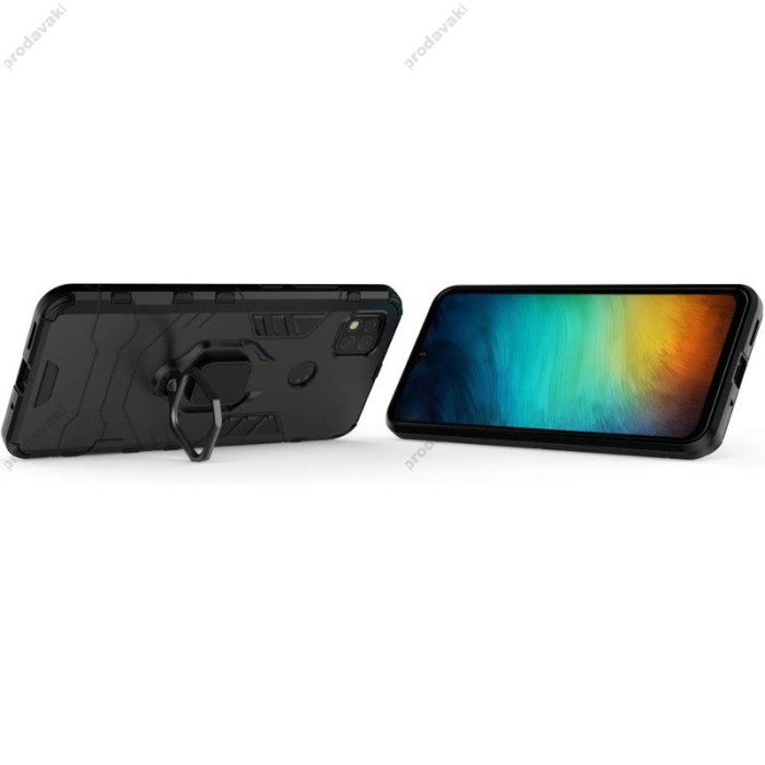 Чохол для Xiaomi Redmi 9C/10A Transformer Ring ударостійкий з кільцем чорний