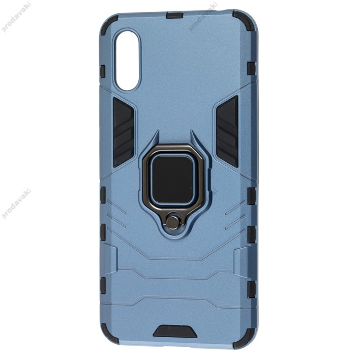 Чохол для Xiaomi Redmi 9A Transformer Ring ударостійкий з кільцем сірий