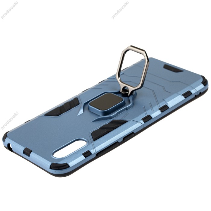 Чохол для Xiaomi Redmi 9A Transformer Ring ударостійкий з кільцем сірий