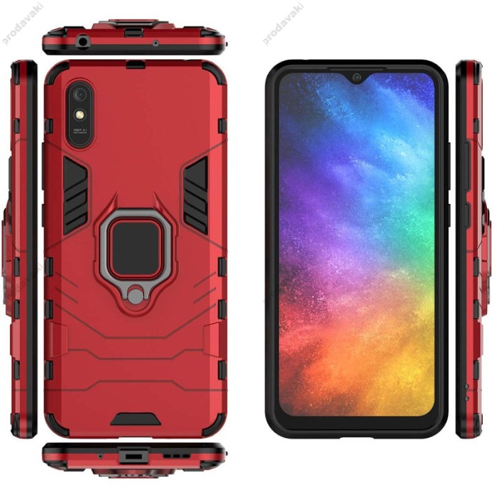 Чохол для Xiaomi Redmi 9A Transformer Ring ударостійкий з кільцем червоний