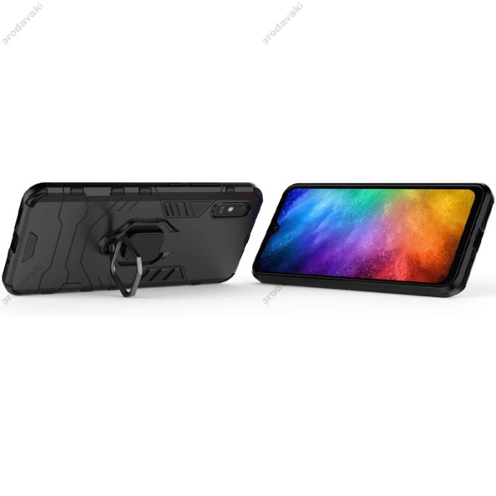 Чохол для Xiaomi Redmi 9A Transformer Ring ударостійкий з кільцем чорний