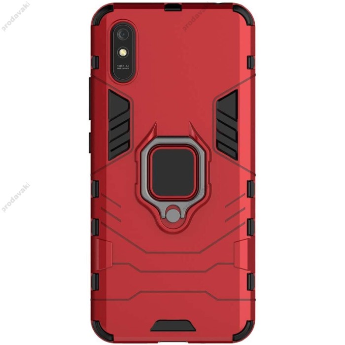 Чохол для Xiaomi Redmi 9A Transformer Ring ударостійкий з кільцем червоний