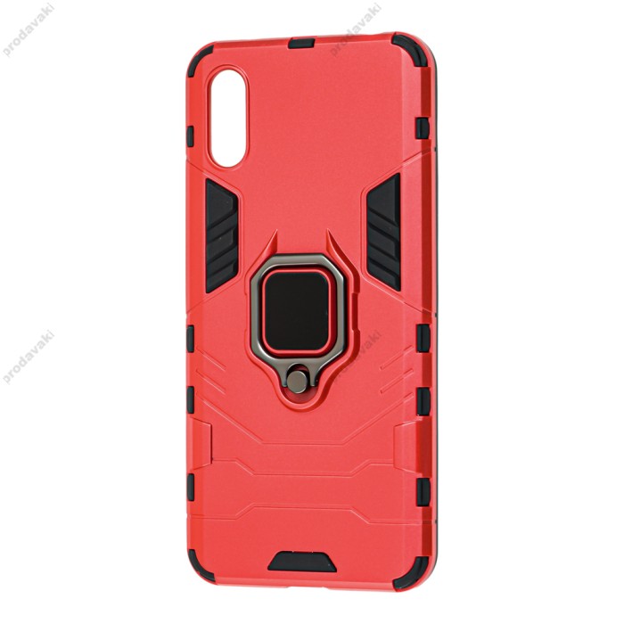 Чохол для Xiaomi Redmi 9A Transformer Ring ударостійкий з кільцем червоний