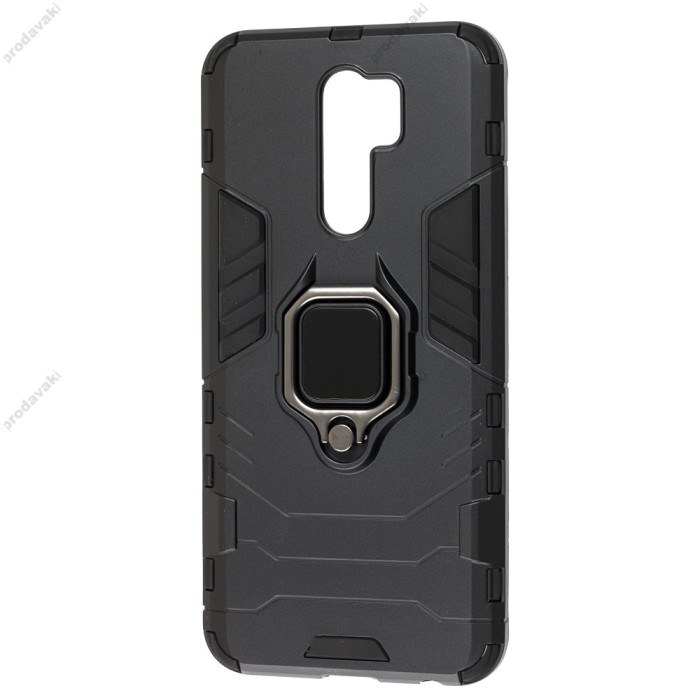 Чохол для Xiaomi Redmi 9 Transformer Ring ударостійкий з кільцем чорний