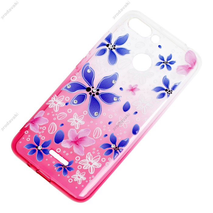 Чохол для Xiaomi Redmi 6 Glamour ambre рожевий "квіти"