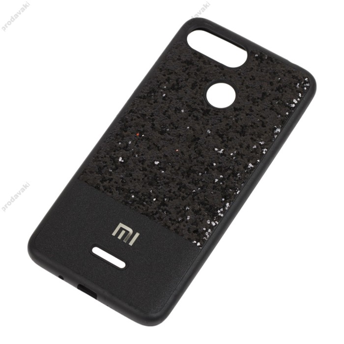 Чохол для Xiaomi Redmi 6 Leather + Shining чорний