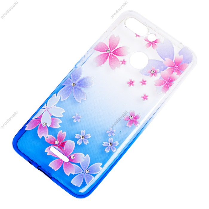Чохол для Xiaomi Redmi 6 Glamour ambre синій "квіти"