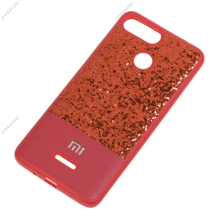 Чохол для Xiaomi Redmi 6 Leather + Shining червоний