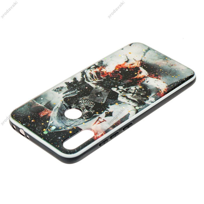 Чохол для Xiaomi Redmi Note 7 Glass блискітки "скелет"
