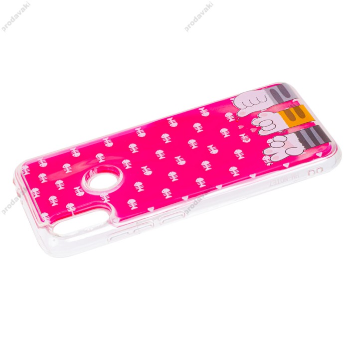 Чохол для Xiaomi Redmi Note 7 "рідкий пісок" рожевий лапи