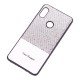 Чохол для Xiaomi Redmi Note 6 Pro Leather + блискітки сріблясті